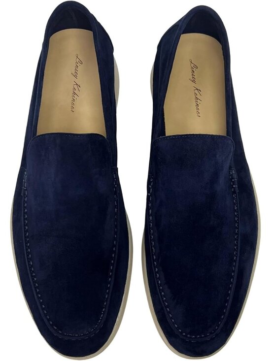 Men\'s Blue Loafers Shoes Genuine Sheepskin Suede Solid Minimalist Slip On main image 5